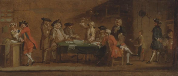 Figuren in een taverne of koffiehuis